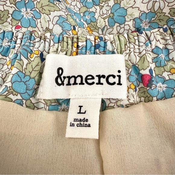 &merci Floral Tie-Strap Camisole Lined Top Light Blue Size Large - Picture 7 of 9